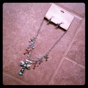 NEW Cross necklace & Earring set